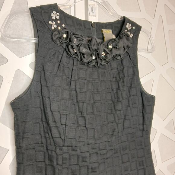 Taylor Textured Floral Rhinestone Sheath Dress Womens 6 Preppy Quiet Luxury - Picture 2 of 15